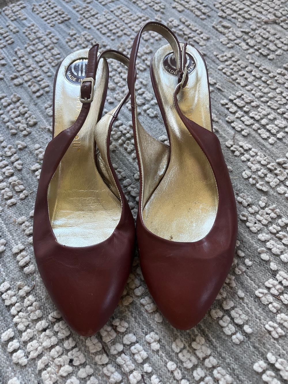 Italian Leather Slingback Kitten Heels - Max Monelli Size 9.5